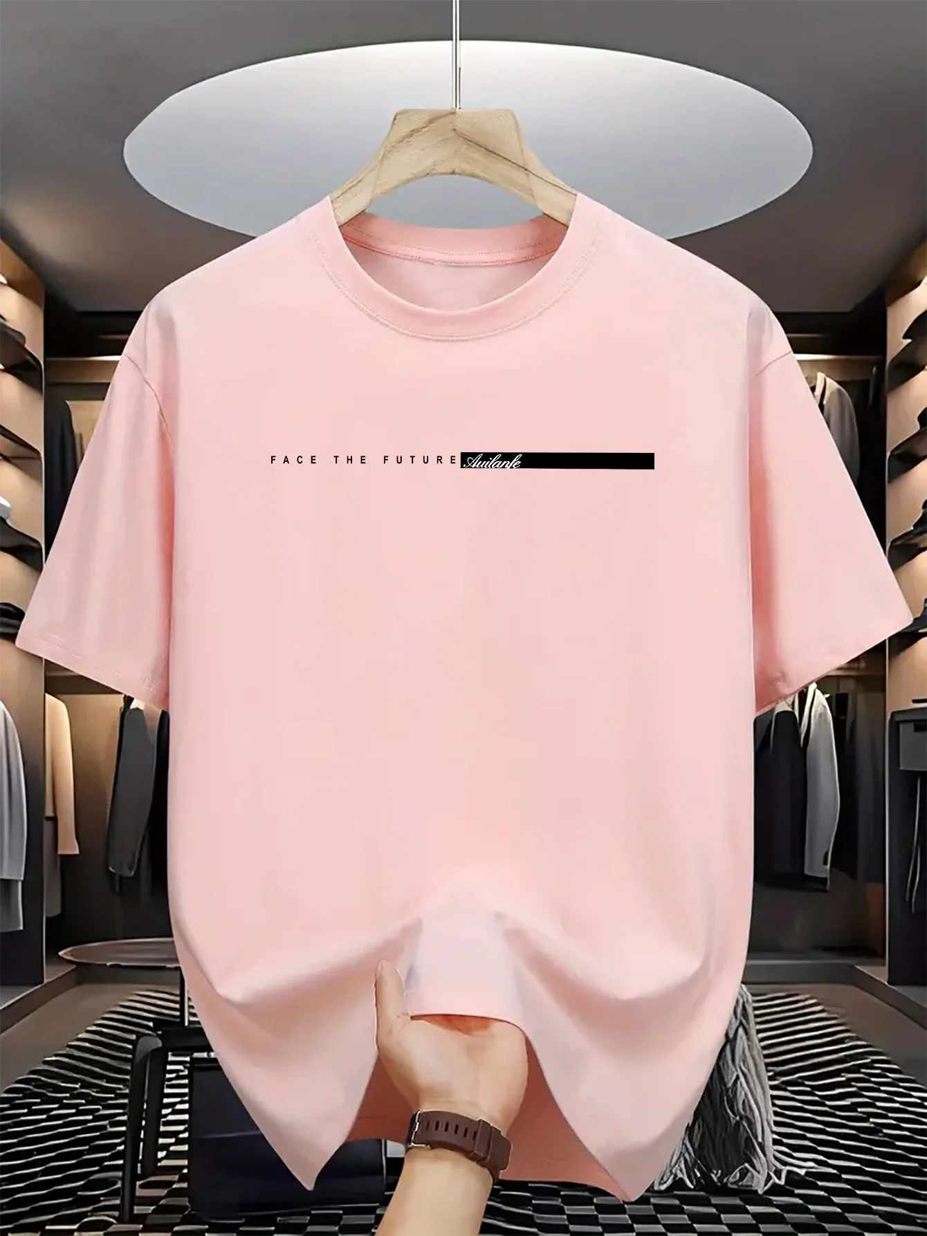 Color: WHITE, Size: M - Summer men's 100% cotton casual loose fit large letter print round neck short sleeved T-shirt top High Street Unisex style