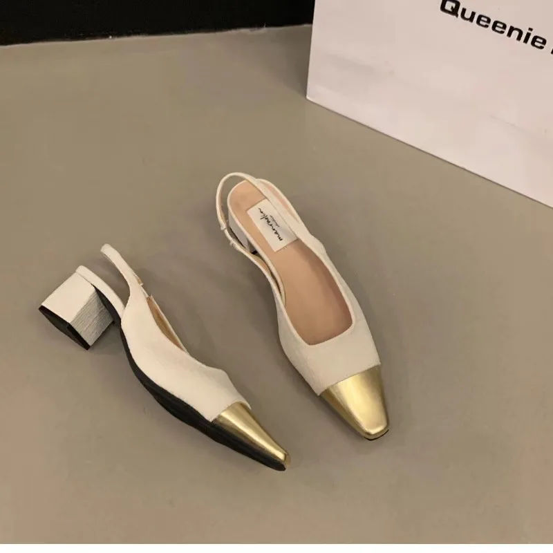 Color: Beige, Shoe Size: 40 - Fashion Women's Shoes Women's Dress Shoes Mid Heel Wedding Sandals All Matching Pointed Princess Shoes