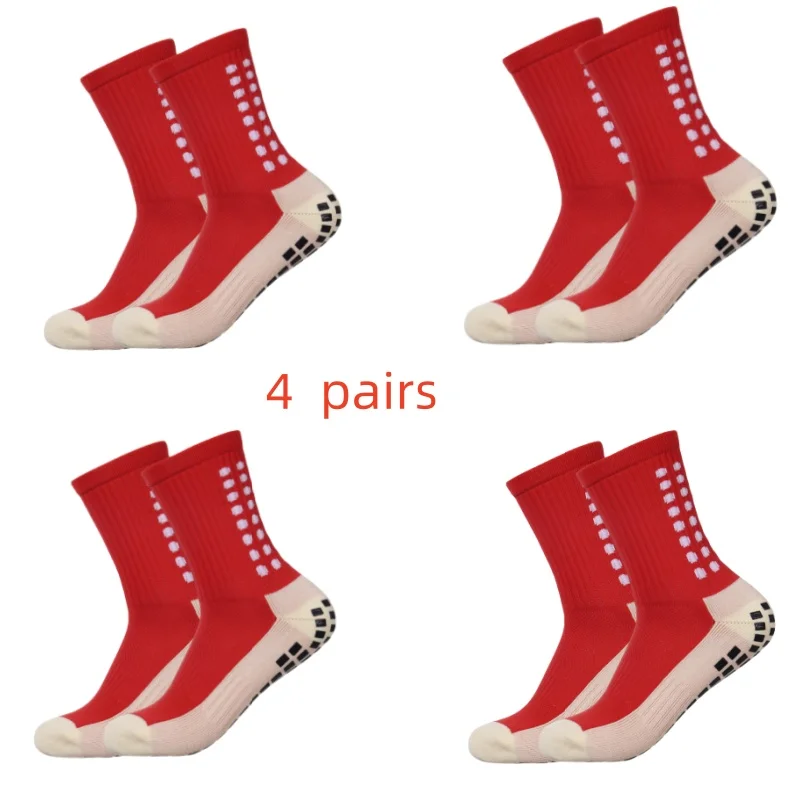 Color: Blue - 4 pairs of men's soccer socks non-slip grip pad football basketball socks