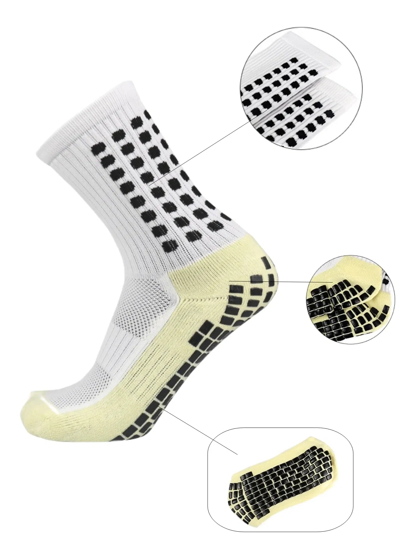 Color: Blue - 4 pairs of men's soccer socks non-slip grip pad football basketball socks