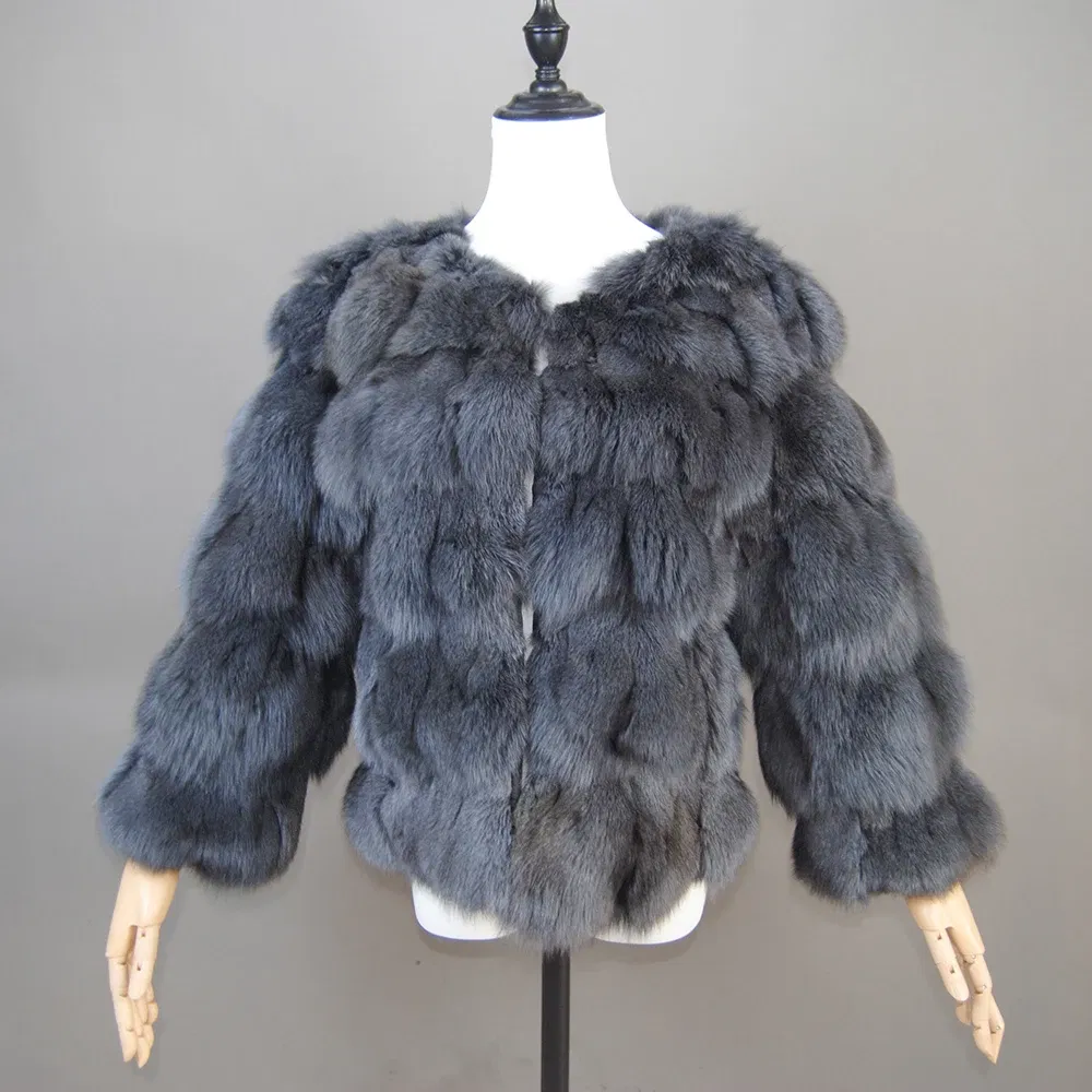 Color: Beige, Size: XL - 2025 New Style Real Fur Coat 100% Natural Fur Jacket Female Winter Warm Leather Fox Fur Coat High Quality Fur Vest