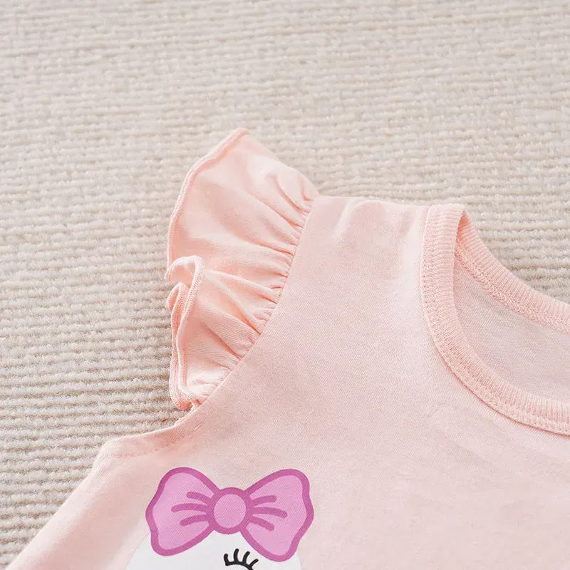 Color: Pink, Kid Size: 18M - Summer Fashion Girl Cute Cartoon Swan Cotton Comfortable Casual Sleeveless Round Neck Baby Bodysuit