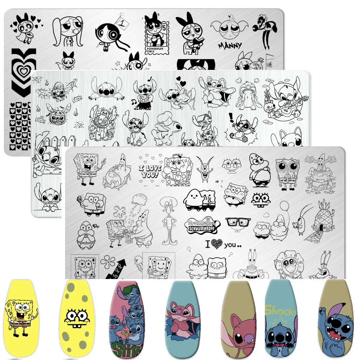 Color: Amber, Ships From: CHINA - 1PC Cute Animal Nail Stamping Plates Cartoon Character polish Nail Stamp Nail Art Template Image Plate Art stencils For Stamping