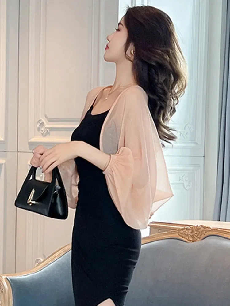 Color: Pink, Size: L, Ships From: CN - 2023 Elegant Chic Sunscreen Tops Women's Summer Thin Cardigan Coat Light Thin Long Sleeve Back Slit Outwear Sheer Loose Jackets
