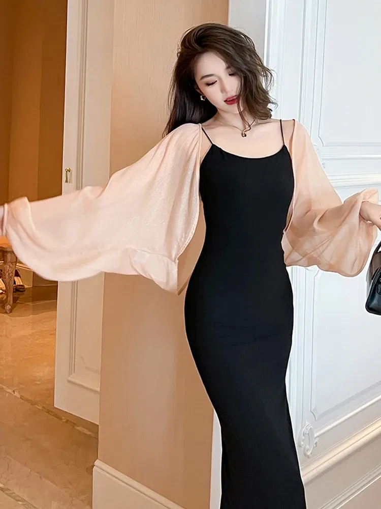 Color: Pink, Size: L, Ships From: CN - 2023 Elegant Chic Sunscreen Tops Women's Summer Thin Cardigan Coat Light Thin Long Sleeve Back Slit Outwear Sheer Loose Jackets