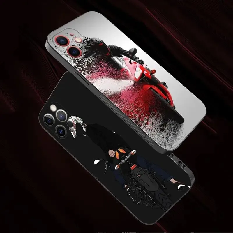 Color: Gold, Material: Neoprene - Moto Cross Motorcycle Sports Phone Case For iPhone 16 15 14 13 12 11 Pro Max XS X XR Plus Mini Luxury Black Soft Cover Funda