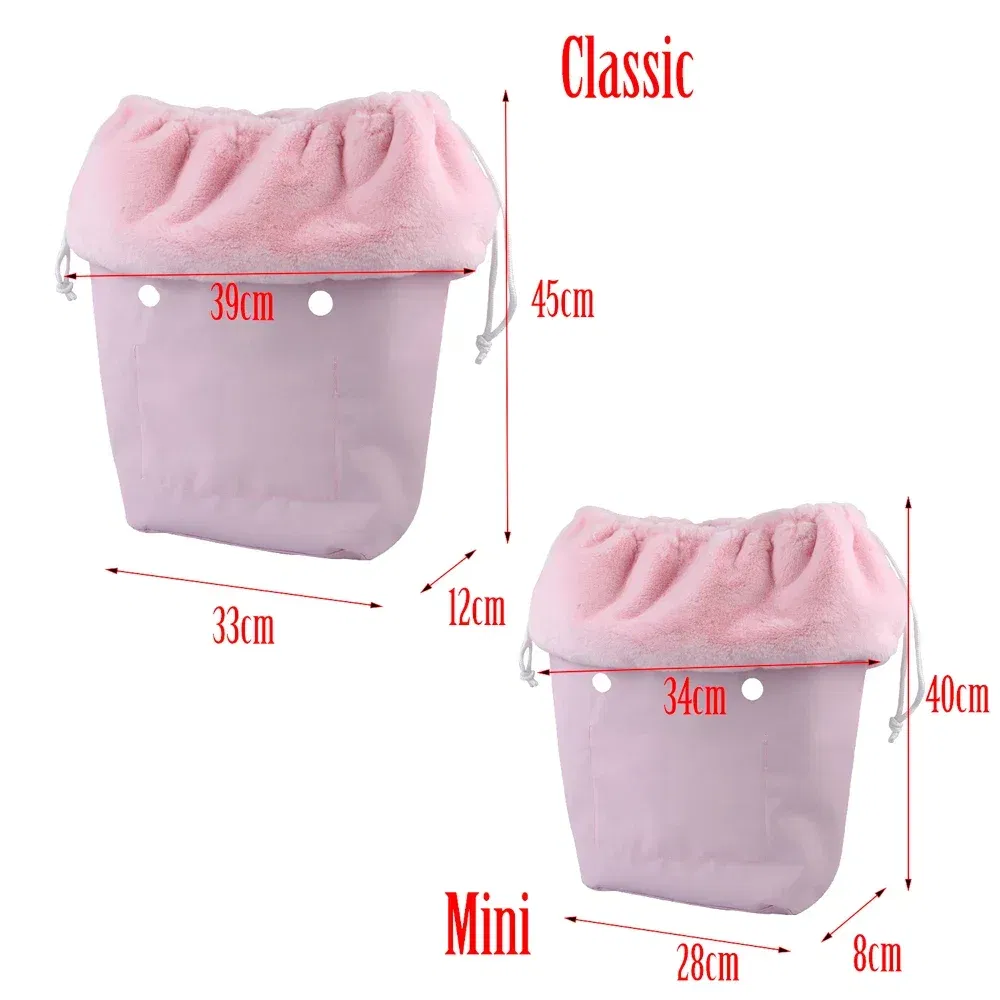 Color: SKY BLUE - 2025 Winter O Bag Large Capacity Classic Mini Plush Fur Furry Organizer Top Drawstring Colorful Inner Insert for Obag Winter