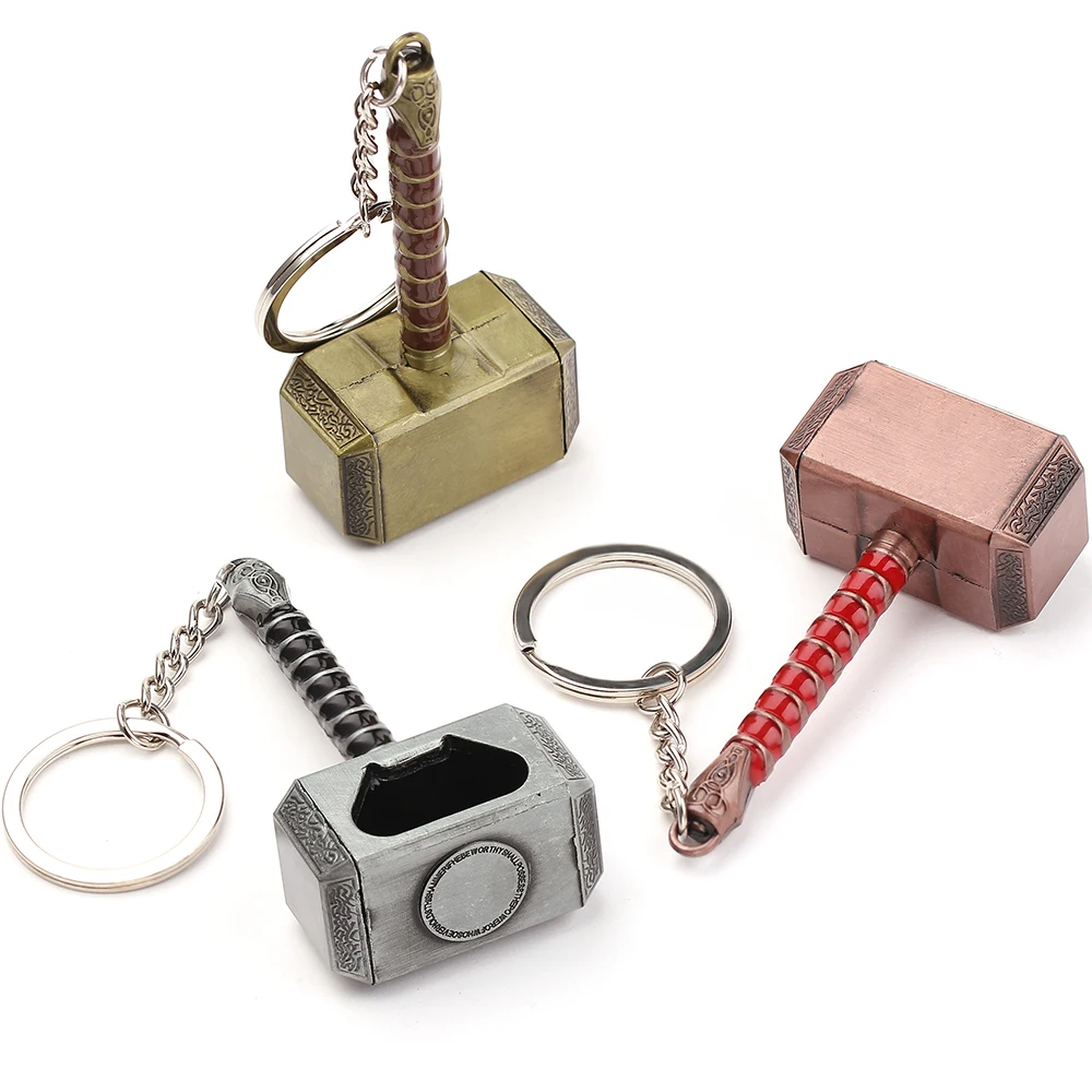 Color: PURPLE, Ships From: CHINA - Avengers Thor's Hammer Pendant Keychain Superhero Thor Odinson Opener Beer Bottle Openers Keyring Accessories