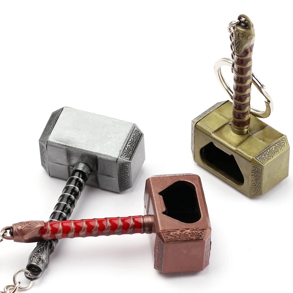 Color: PURPLE, Ships From: CHINA - Avengers Thor's Hammer Pendant Keychain Superhero Thor Odinson Opener Beer Bottle Openers Keyring Accessories