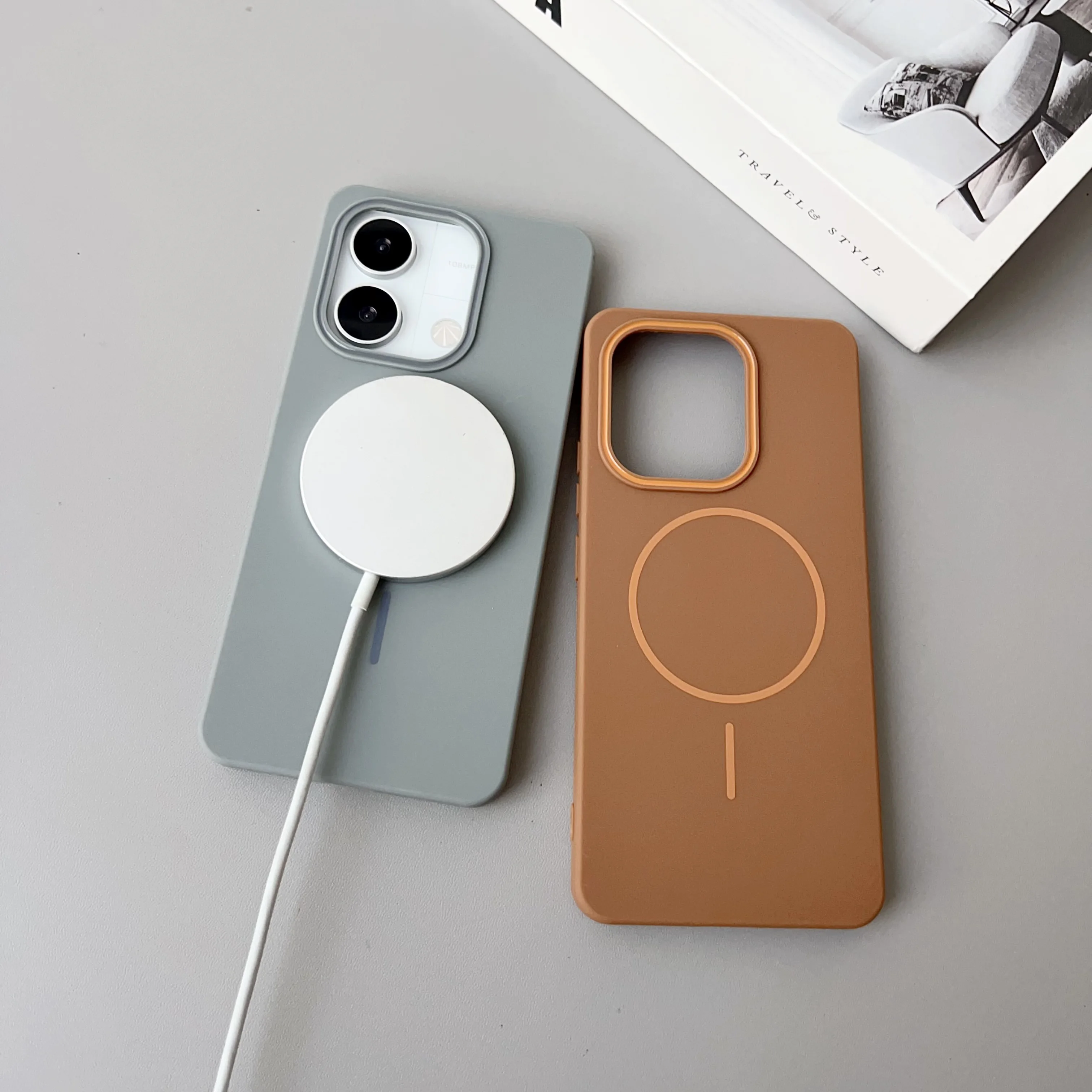Color: Brown, Compatibility by Model: Redmi A5 4G (171mm) - NEW  For Redmi Note 14 13 Pro A4 A5 4G 5G skin sensitive original thin circle magnetic solid color phone protective case