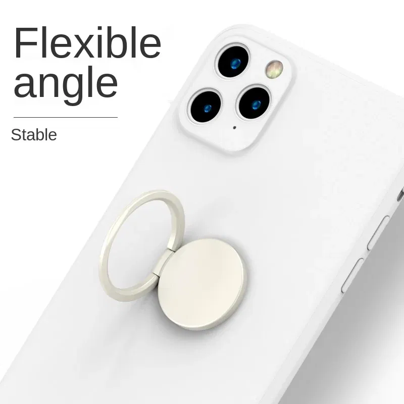 Color: Sapphire - Metal 360 Degree Rotation Mobile Phone Holder Holder Stand Ring Buckle Creative Gift Universal Lazy Car Holder Round Liquid New