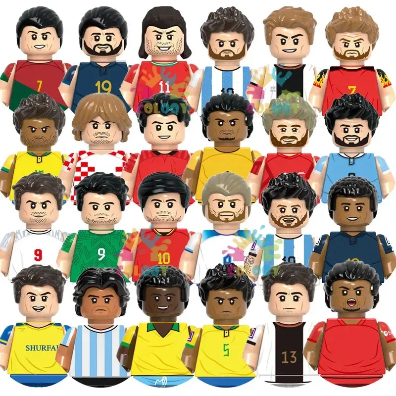 Color: WHITE, Ships From: CHINA - Kids Toys Football Stars Building Blocks Sport Player Bailey Messi Ronaldo Mini Action Figures Toys For Kids Christmas Gifts