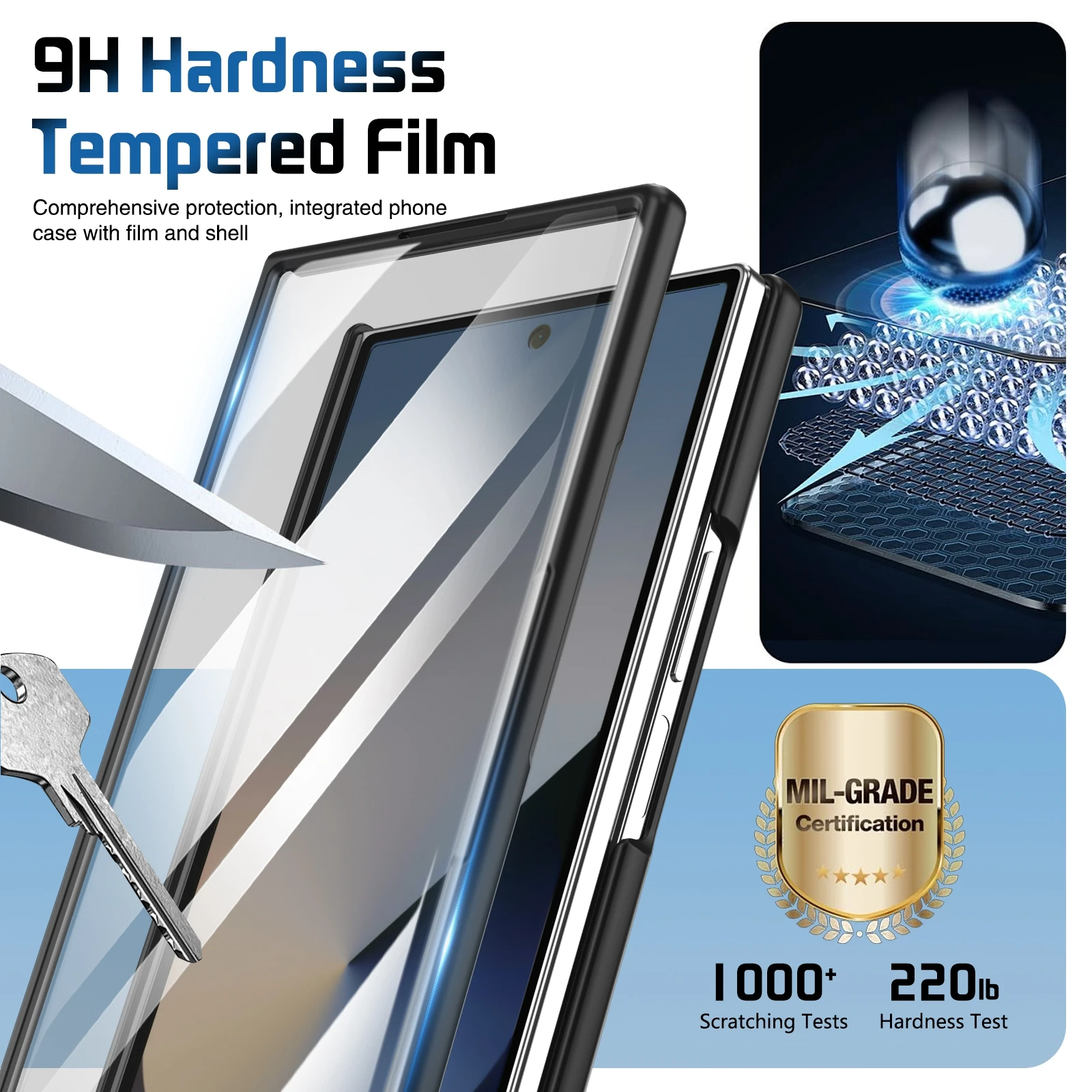 Color: SKY BLUE, Material: aluminum - For Samsung Galaxy Z Fold 7 6 5 4 3 Wristband Hinge Lens Holder Phone Case Outer Screen Glass Film Protection Shockproof Cover