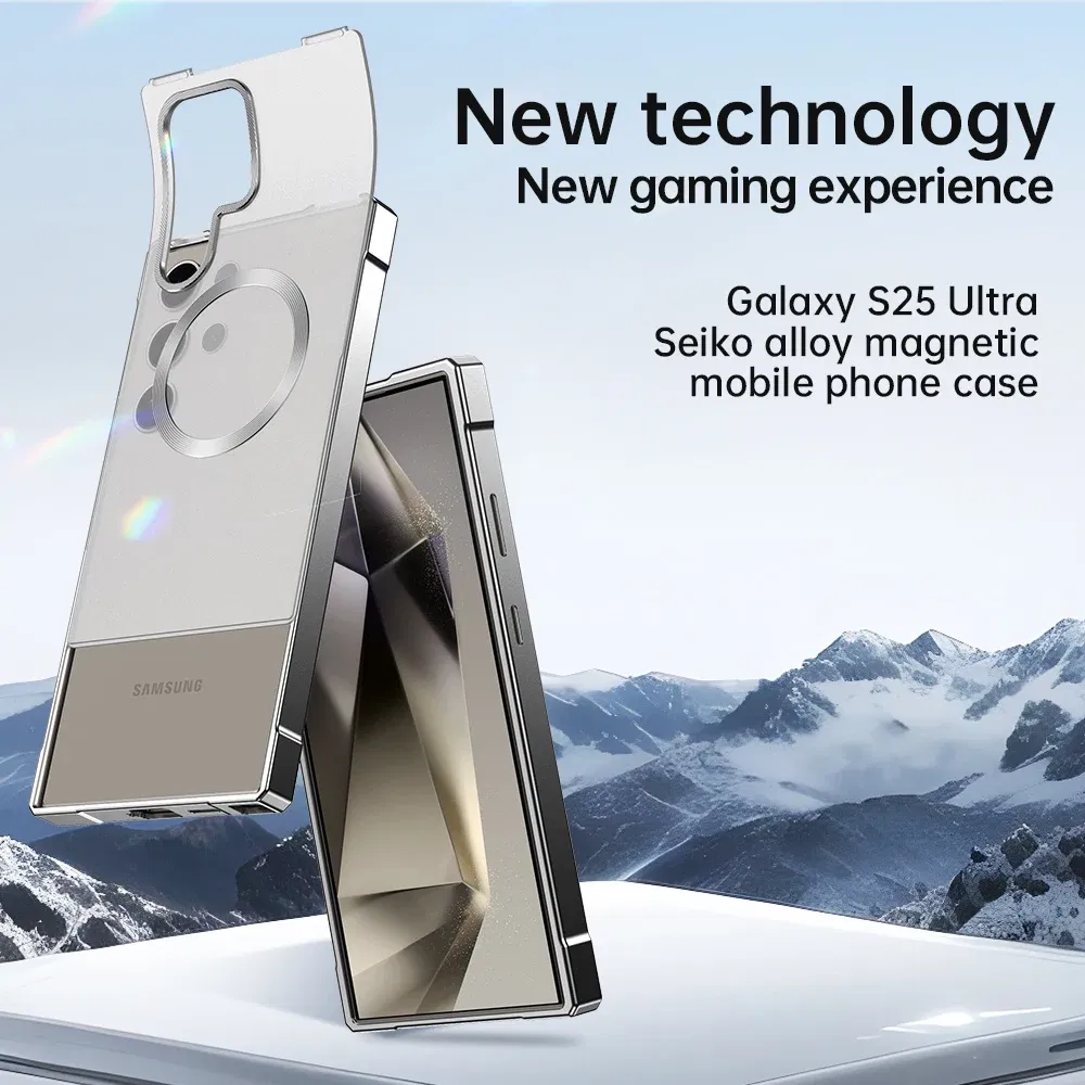 Color: SKY BLUE, Compatibility by Model: Galaxy S25 Ultra - Push Pull Matte PC Hard Shockproof Case For Samsung Galaxy S25 S24 Ultra Magnetic Wireless Charging Bumper Back Cover