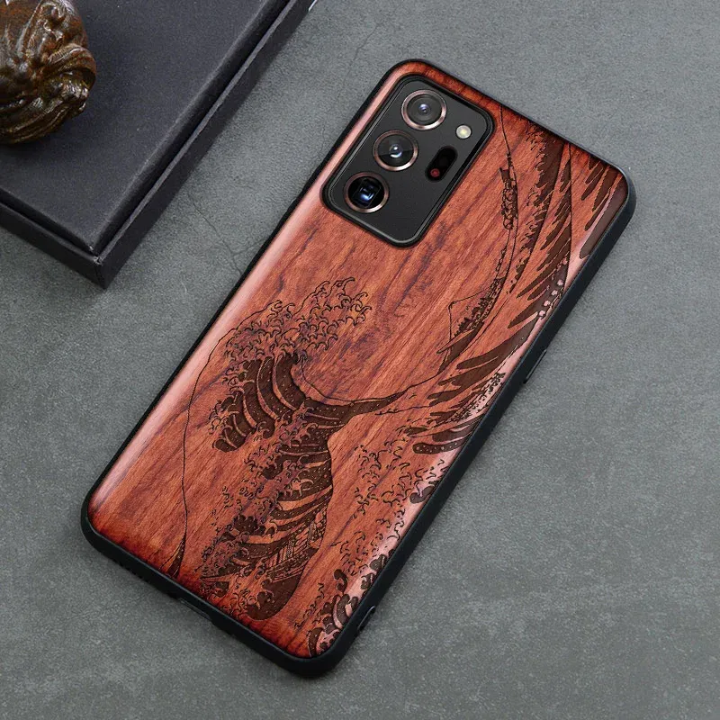 Color: GRAY, Material: PVC - Natural Wood Wooden TPU Case For Samsung Galaxy Note 20 Ultra S24 S23 S21 Ultra S20 FE S10 Plus Case Cover Phone Shell Skin Bag