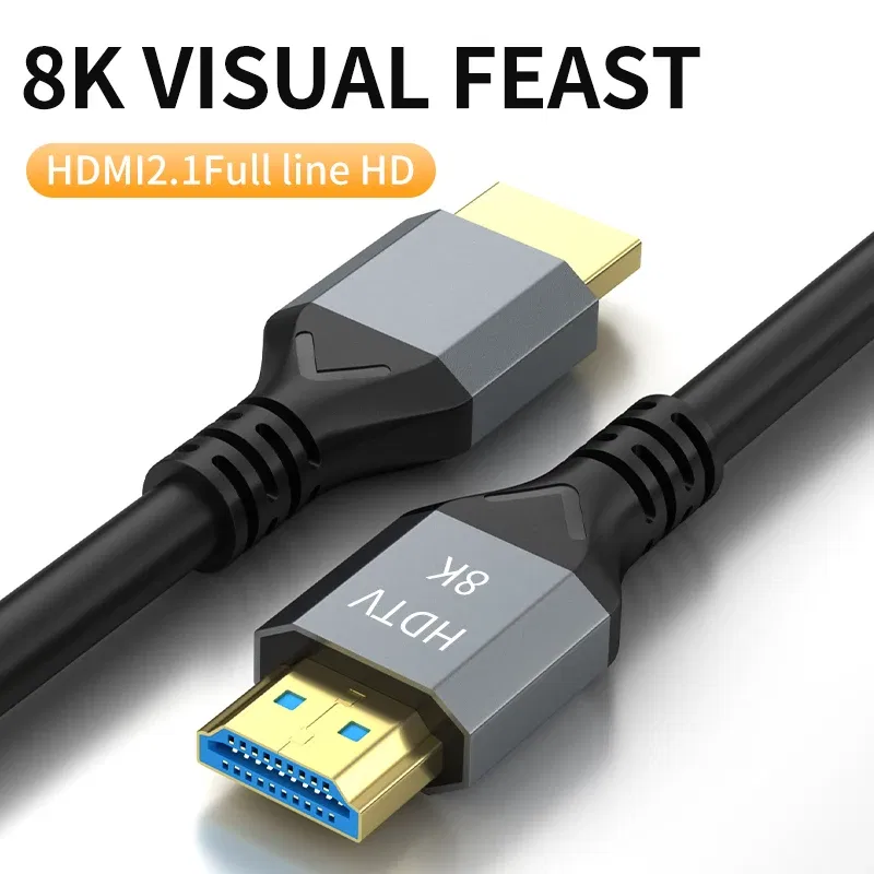 Color: Sky blue, Length: 2m, Ships From: CHINA - 8K HDMI 2.1 Cable 4K@120Hz 8K@60Hz 48Gbps EARC ARC HDCP Ultra High Speed HDR For RTX Video Cable PC Laptop Projector HD TV PS5