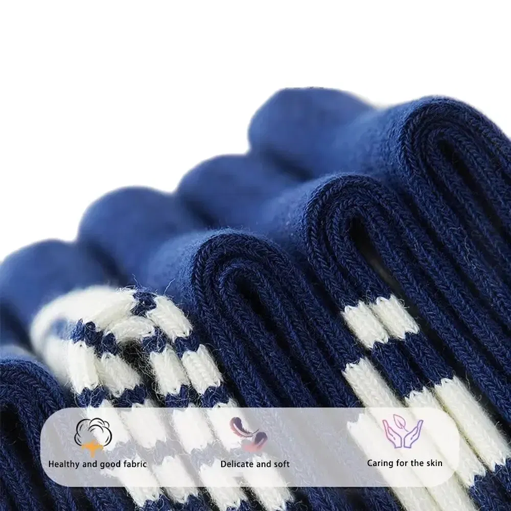Color: Blue, Size: 4-6T - 1-14T Kids' Socks Spring Autumn Cotton Socks 5 Pairs/lot Soft Cotton Socks Calf Socks Little Big Boys Crew Sock
