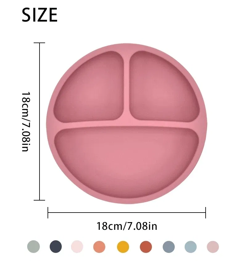 Color: WHITE - 9Colors Baby Plate Set Food Grade Silicone Dishes BPA-Free Tableware Kids Feeding Bowls Kids Learning Dishes Tray Dropshiping