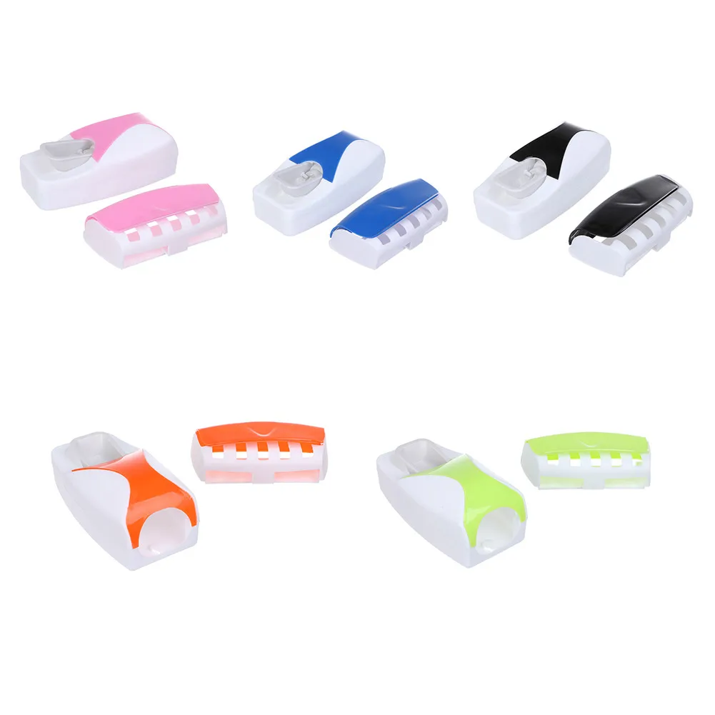 Color: black, Ships From: CHINA - Toothbrush Holder Automatic Toothpaste Dispenser Set Dustproof Sticky Suction Wall Mounted Toothpaste Squeezer Bathroom Holder