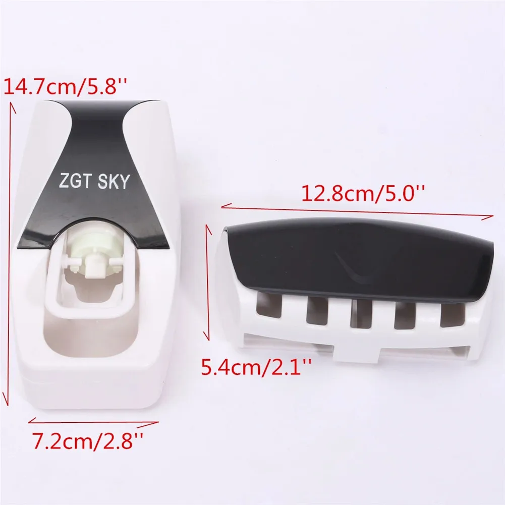 Color: black, Ships From: CHINA - Toothbrush Holder Automatic Toothpaste Dispenser Set Dustproof Sticky Suction Wall Mounted Toothpaste Squeezer Bathroom Holder