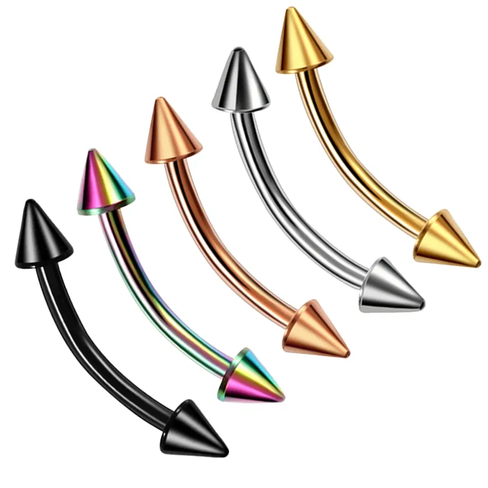 Metal color: SILVER PLATED, Main Stone Color: Red - G23 Titanium Epoxy Curved Barbells Eyebrow Rings Piercing Curved Bar Banana Eyebrow Ear Cartilage Tragus Body Piercing Jewelry