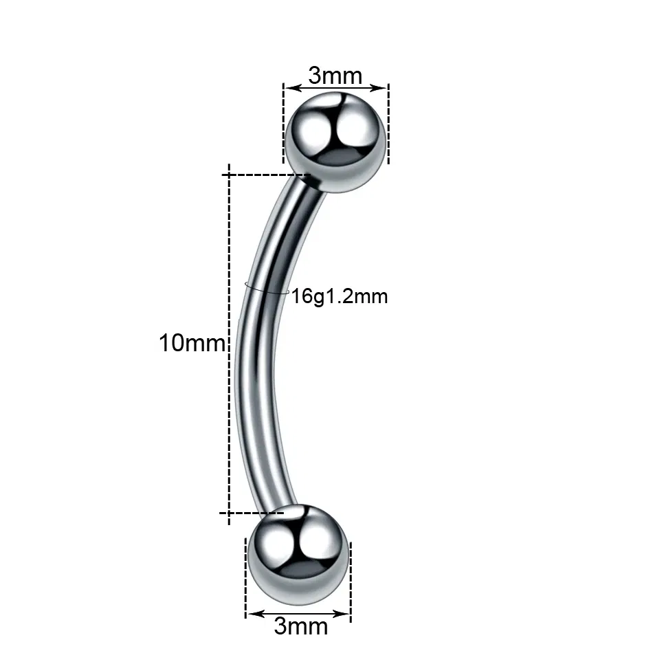 Metal color: SILVER PLATED, Main Stone Color: Red - G23 Titanium Epoxy Curved Barbells Eyebrow Rings Piercing Curved Bar Banana Eyebrow Ear Cartilage Tragus Body Piercing Jewelry
