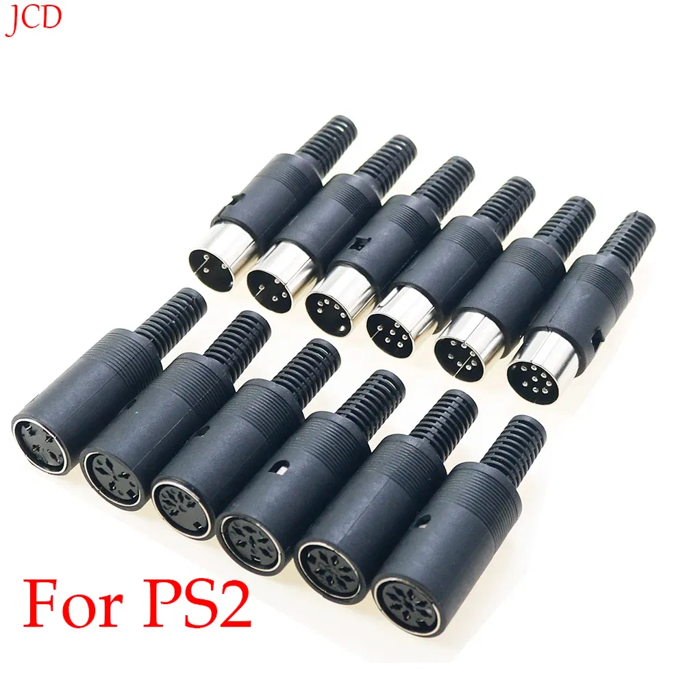 Color: Silver - 5pcs 3P 4P 5P 6P 7P 8Pin DIN Male/Female Plug Jack with Plastic Handle Keyboard Cable Connector Adapter PS2
