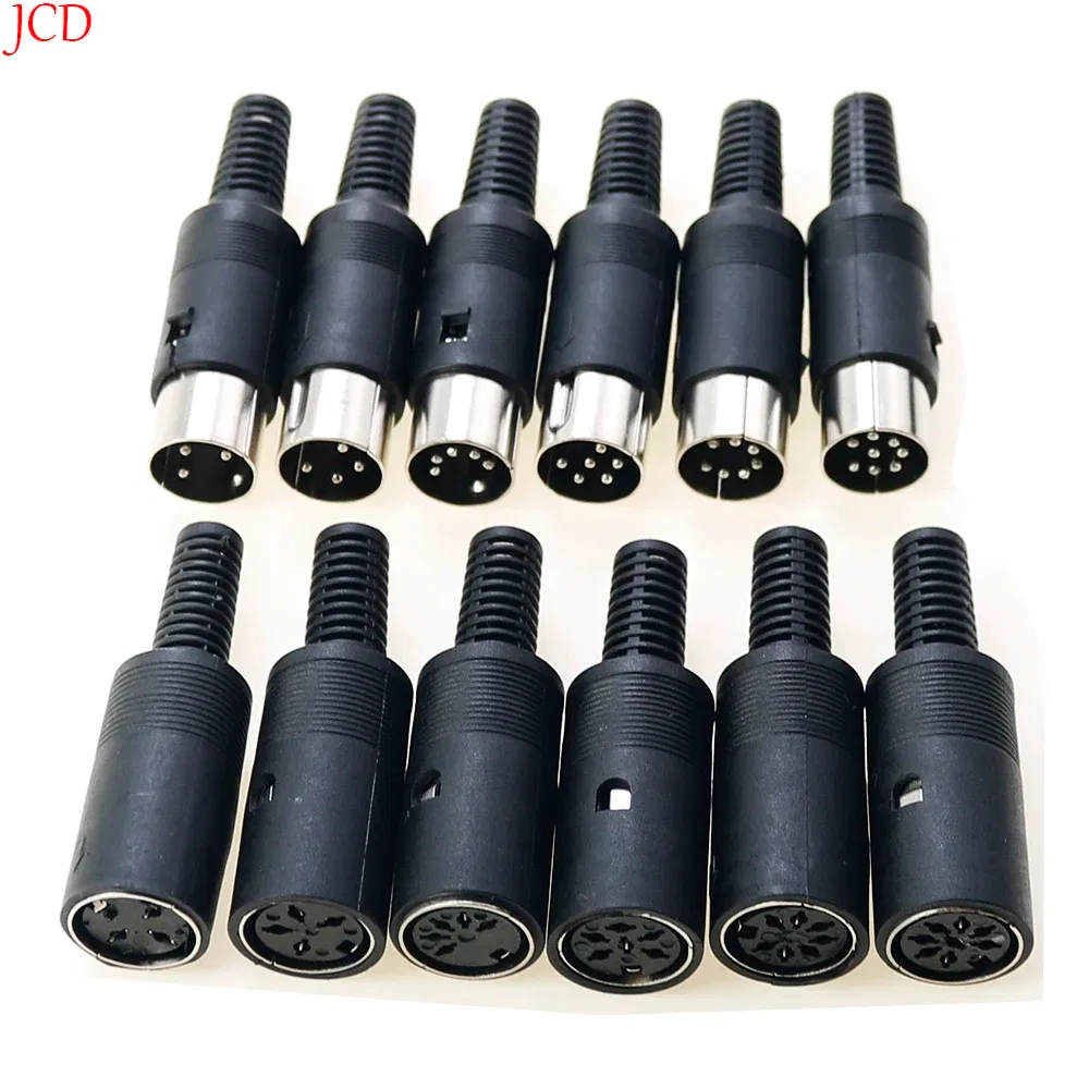 Color: Silver - 5pcs 3P 4P 5P 6P 7P 8Pin DIN Male/Female Plug Jack with Plastic Handle Keyboard Cable Connector Adapter PS2