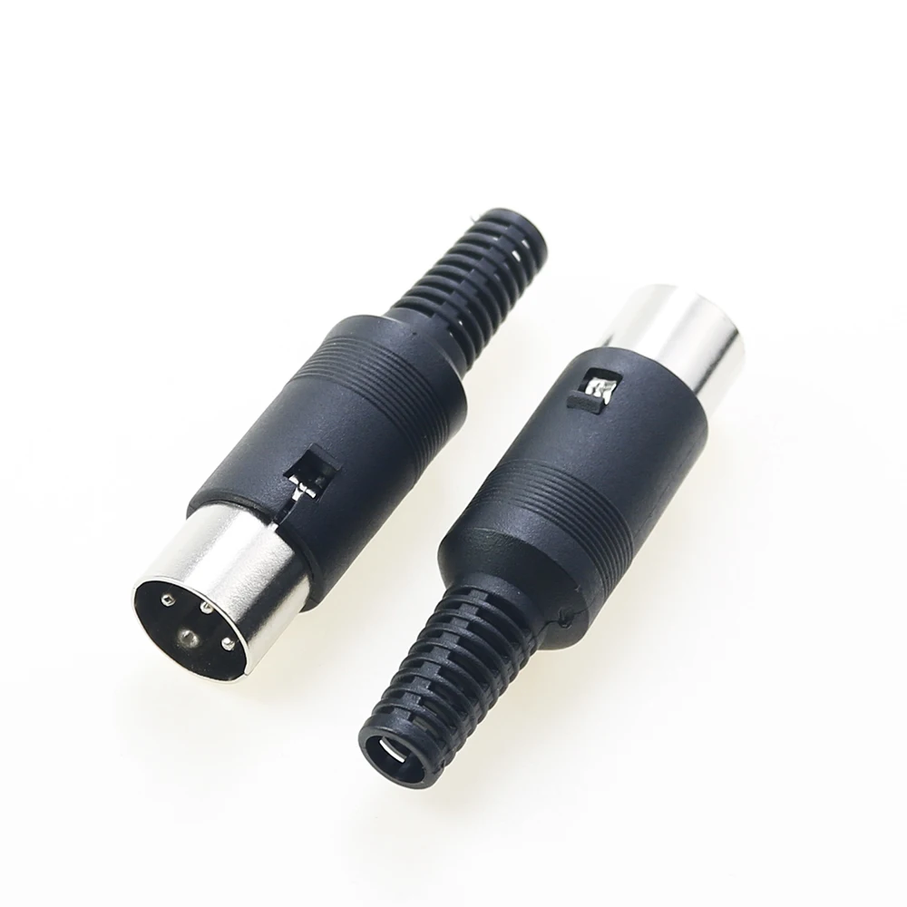 Color: Silver - 5pcs 3P 4P 5P 6P 7P 8Pin DIN Male/Female Plug Jack with Plastic Handle Keyboard Cable Connector Adapter PS2