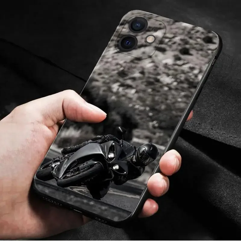 Color: Blue, Material: Microfiber - Moto Cross Motorcycle Sports Phone Case For iPhone 16 15 14 13 12 11 Pro Max XS X XR Plus Mini Luxury Black Soft Cover Funda