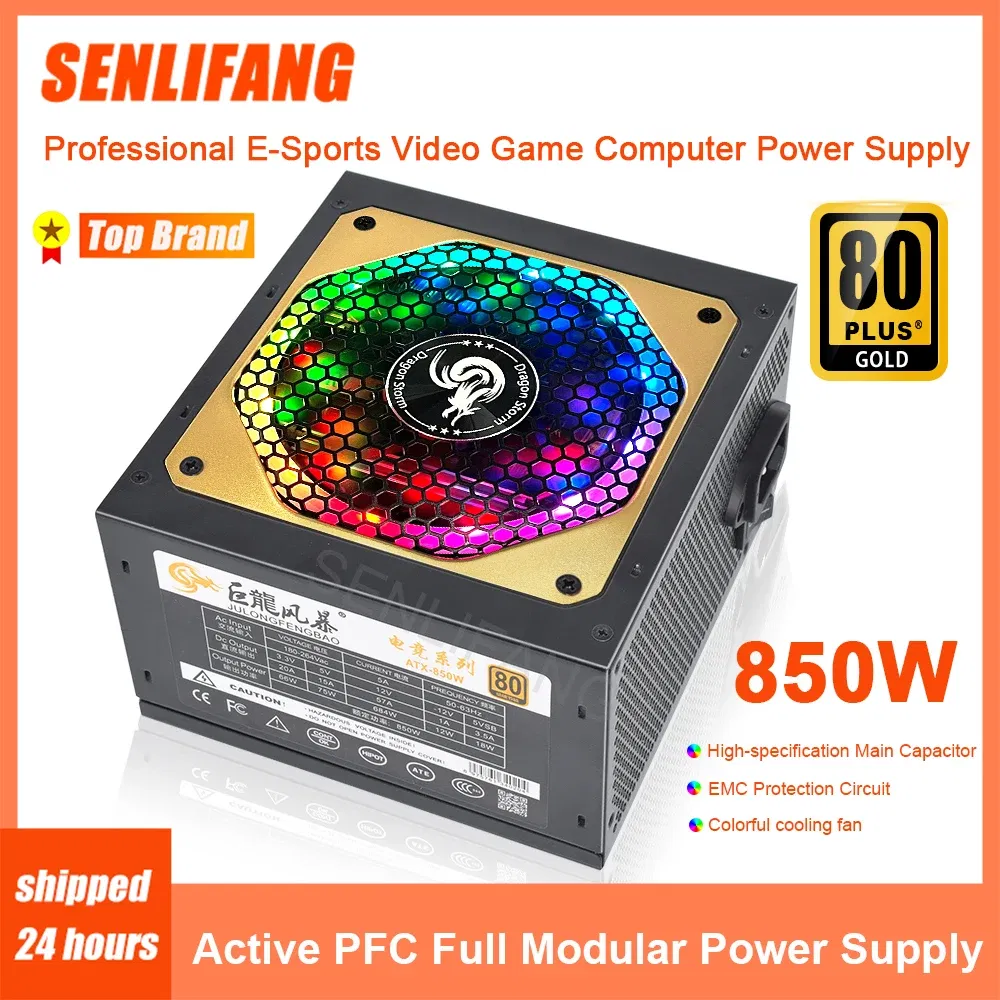 Rating Power: 850W, Ships From: United Arab Emirates - 850W Power Source 80Plus Gold For PC Professional E-Sports Video Game Computer PSU RGB Full Modular Supply With 12CM Fan