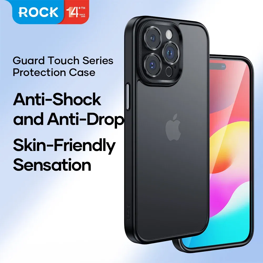 Color: GRAY, Material: Canvas - ROCK Translucent Case for iPhone 15 Pro Max Cover 2023 Anti-knock Matte TPU Bumper Case for iPhone 15 Pro 15 Plus PC Back Cover