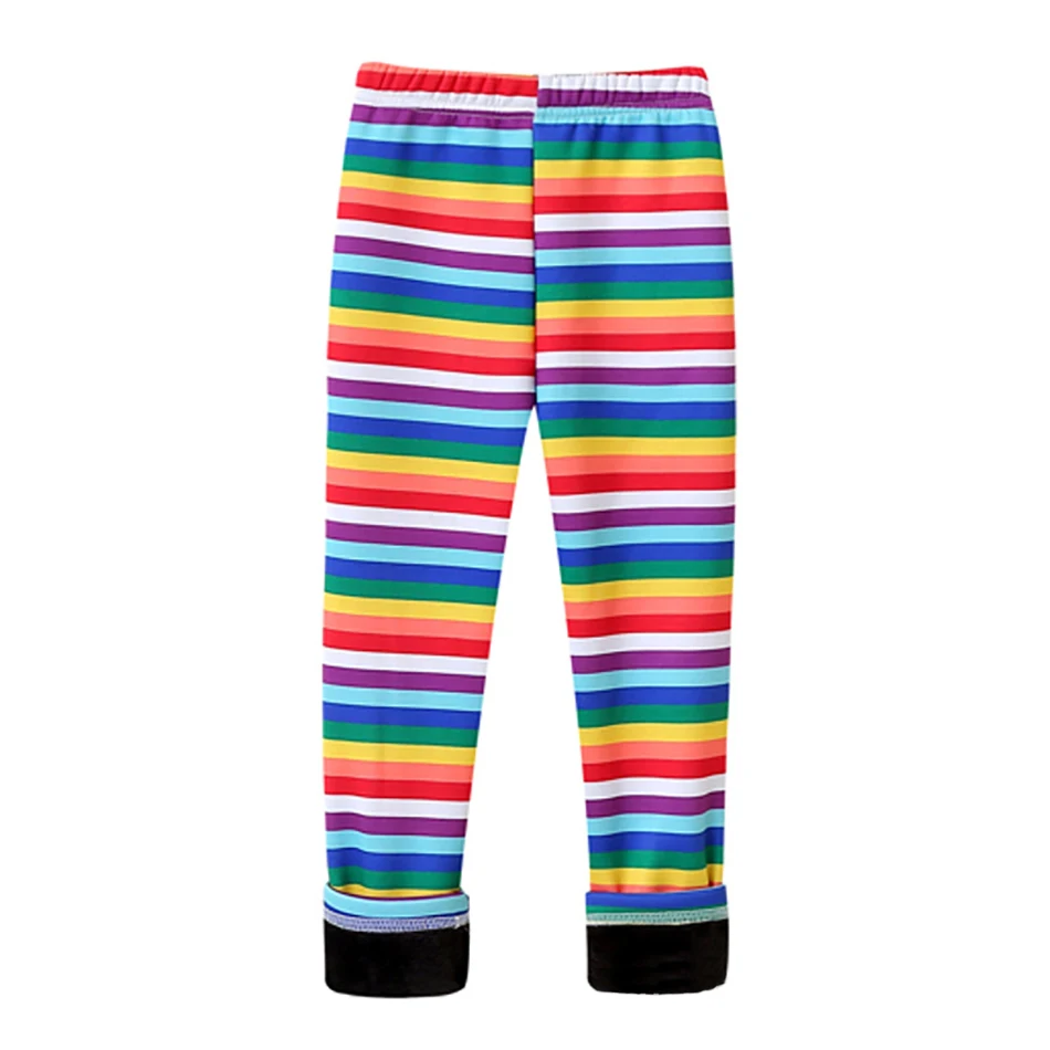 Color: Yellow, Size: 104 - Girls Warm Plush Long Pants for Autumn Spring Cartoon Butterfly Striped Soft Cozy Leggings Fleece-Lined Bottoms Kids Casual Wear