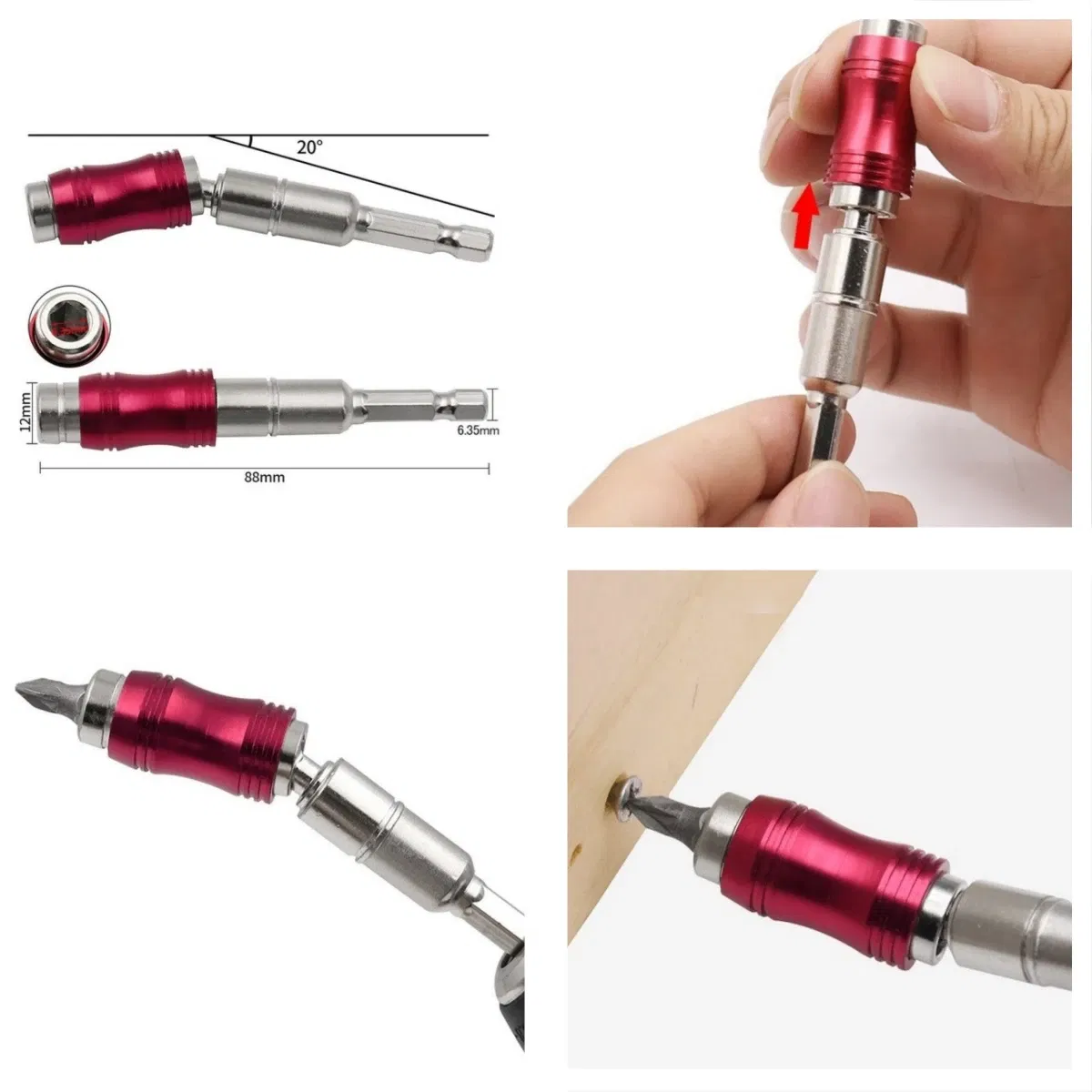 Color: Beige - Flexible Drill Extension Hex Shank Drill Nut Driver Bit Set Bendable Drill Bit Extension+ScrewdriverBit+Universal Socket Adapter