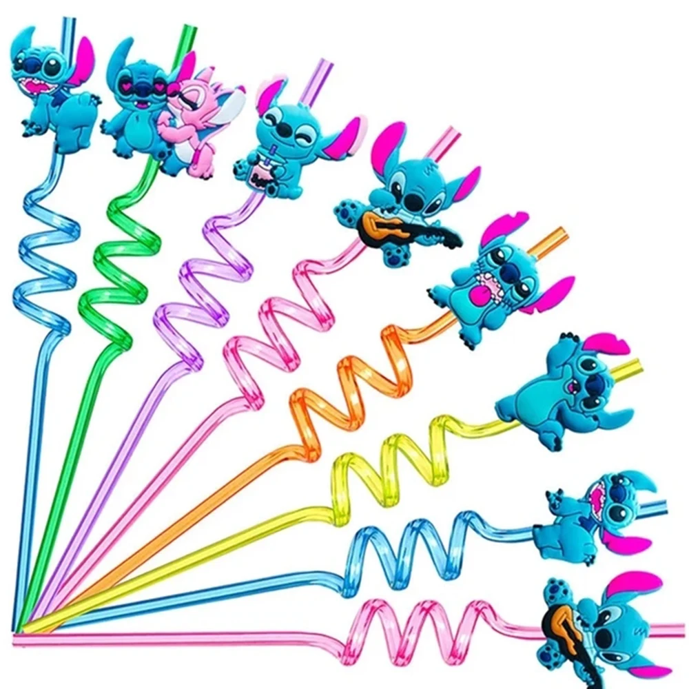 Color: Dark Khaki - Lilo Stitch Party Gift Supplies Slapping Bracelets Reusable Drinking Straws Stamp Paper Bags Stickers Ring Birthday Party Decora