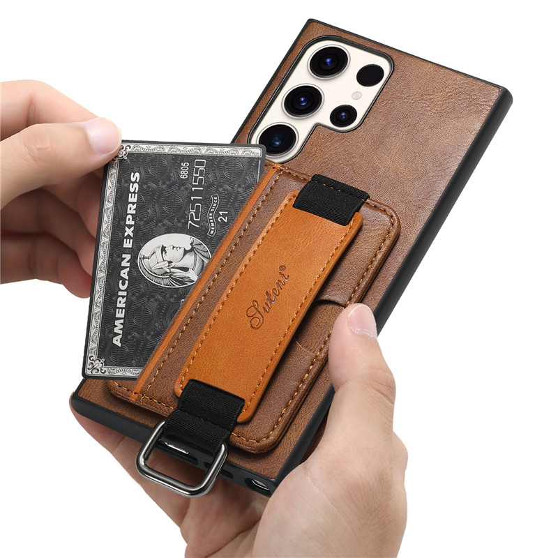 Color: Black, Material: Canvas - Leather Wallet Phone Case For Samsung Galaxy S24 S23 S22 FE Ultra Plus A53 A54 A13 A14 A24 A34 Note20Ultra Card Holder Cover