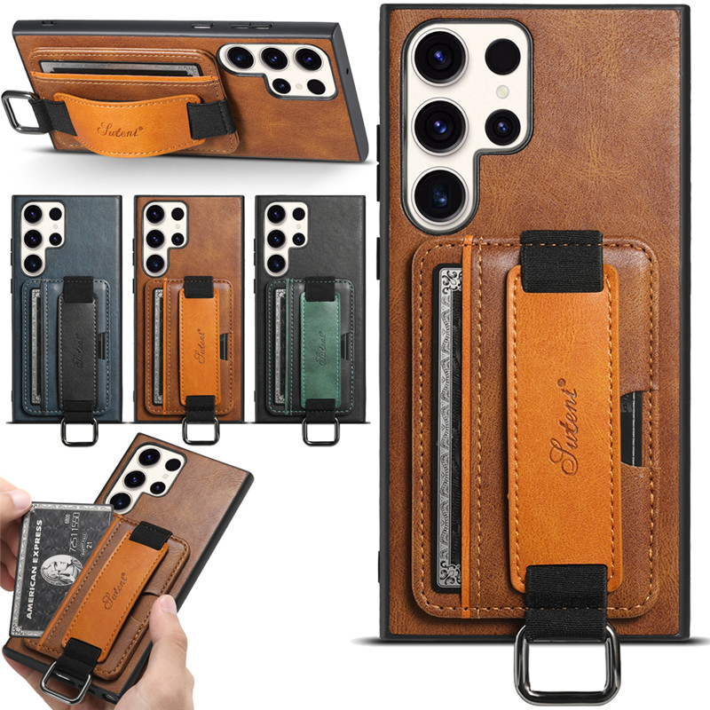 Color: Black, Material: Canvas - Leather Wallet Phone Case For Samsung Galaxy S24 S23 S22 FE Ultra Plus A53 A54 A13 A14 A24 A34 Note20Ultra Card Holder Cover
