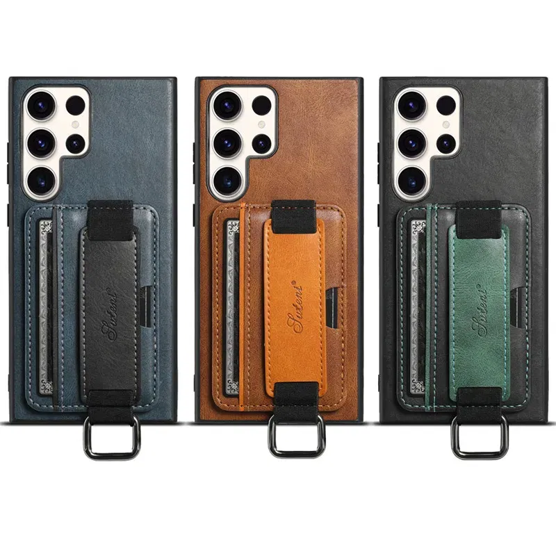 Color: Black, Material: Canvas - Leather Wallet Phone Case For Samsung Galaxy S24 S23 S22 FE Ultra Plus A53 A54 A13 A14 A24 A34 Note20Ultra Card Holder Cover