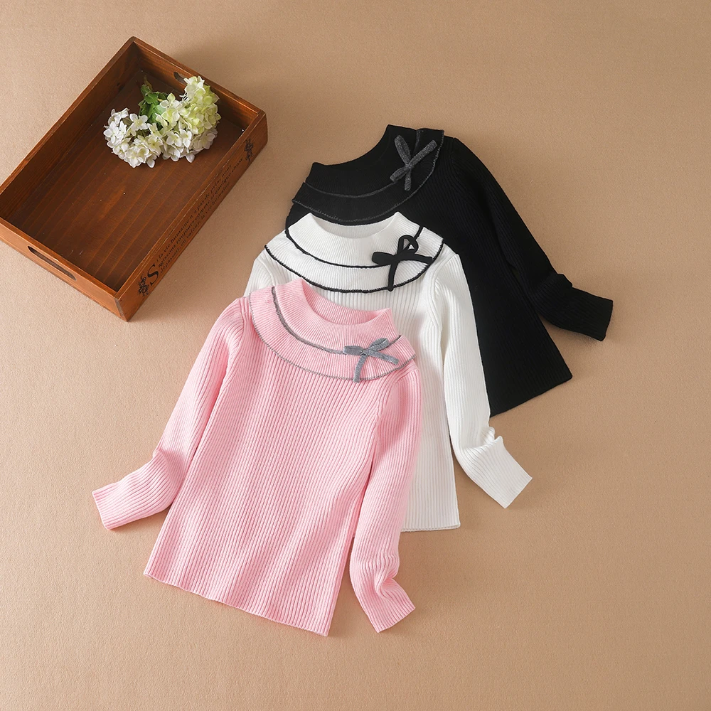 Color: Pink, Kid Size: 4T - Girls Sweater Pullovers Autumn Winter Baby Warm Sweaters Tops Children Knitwear Kids Clothes