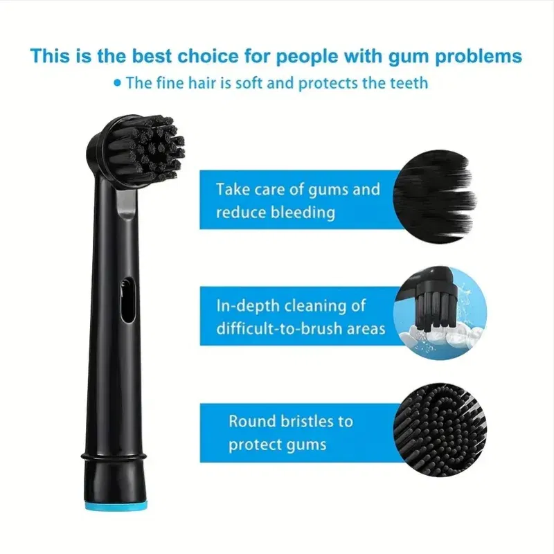 Color: Brown - Bamboo Charcoal Bristles Replacement Brush Heads For Oral B Electric Toothbrush Efficient Tooth Cleaning SB-17A Black Brush Head
