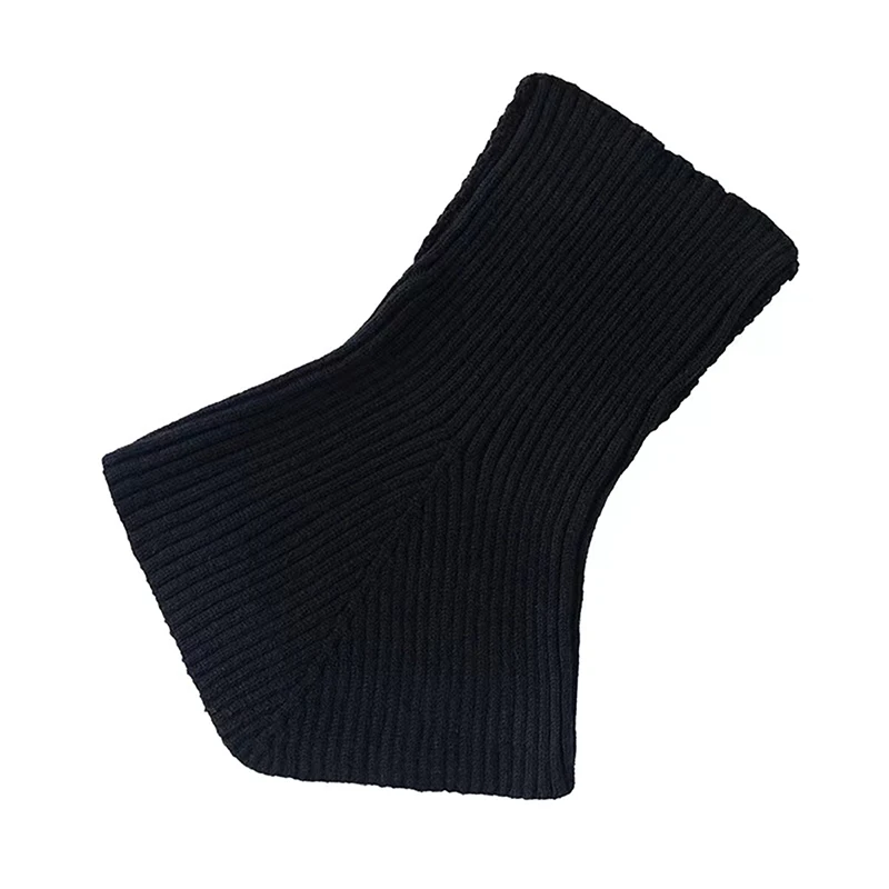 Color: WHITE - Women Winter Knitted Cotton Fake Collar Scarf Women Warm Turtleneck Neck Warmer Detachable Winter Windproof Scarf 36*28cm