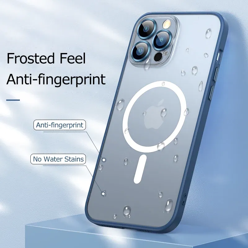 Color: Dark Blue, Material: ABS - Magsafe Magnetic For IPhone 15 Promax Phone Case For iPhon 11 12 13 14 15 Pro Max Plus Lens Glass Ring Protection Silicone Cover