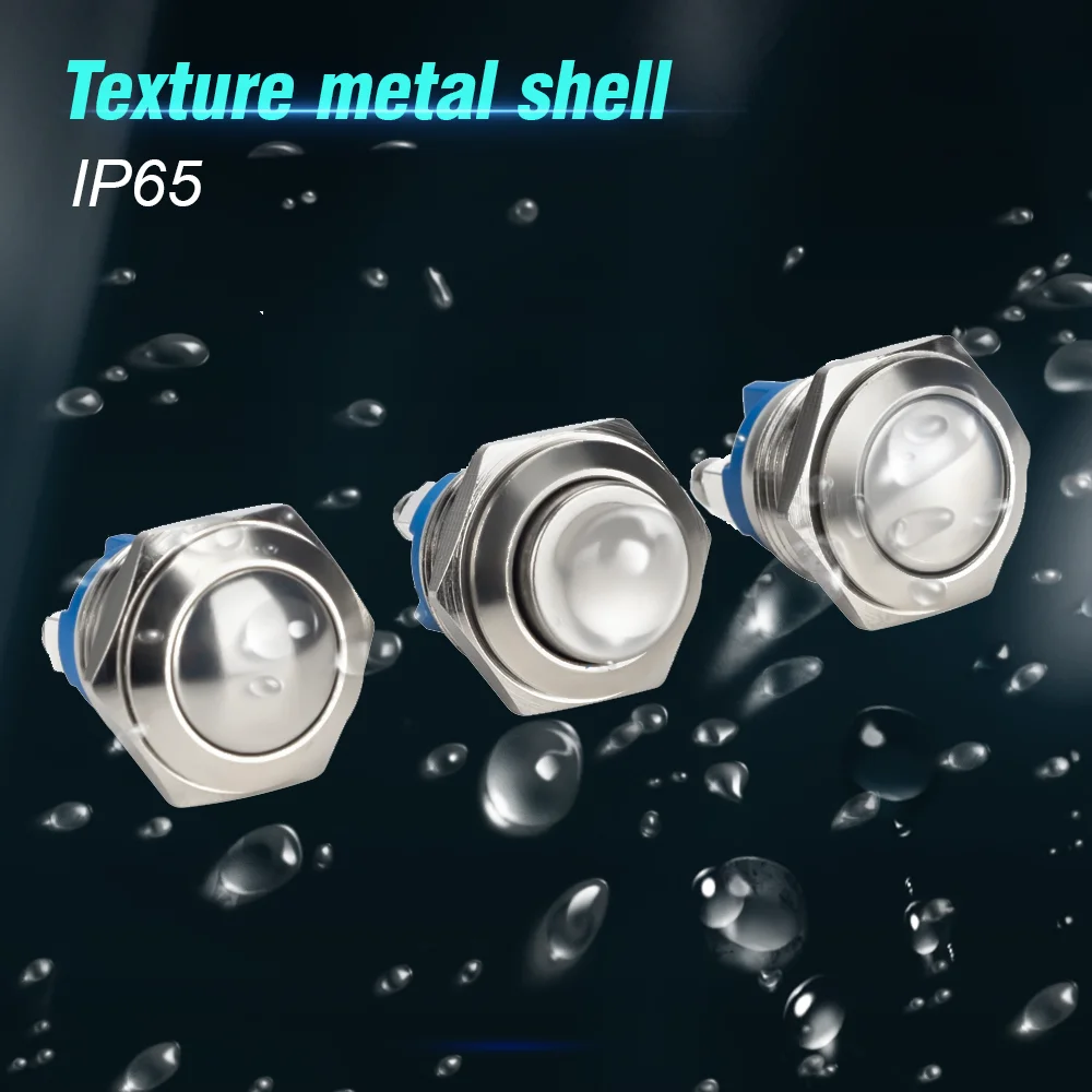 Color: black - 16mm 1NO High Flat Head Waterproof Momentary Reset Metal Push Button Switch Screw Terminal Car Engine Doorbell PC Power Switch