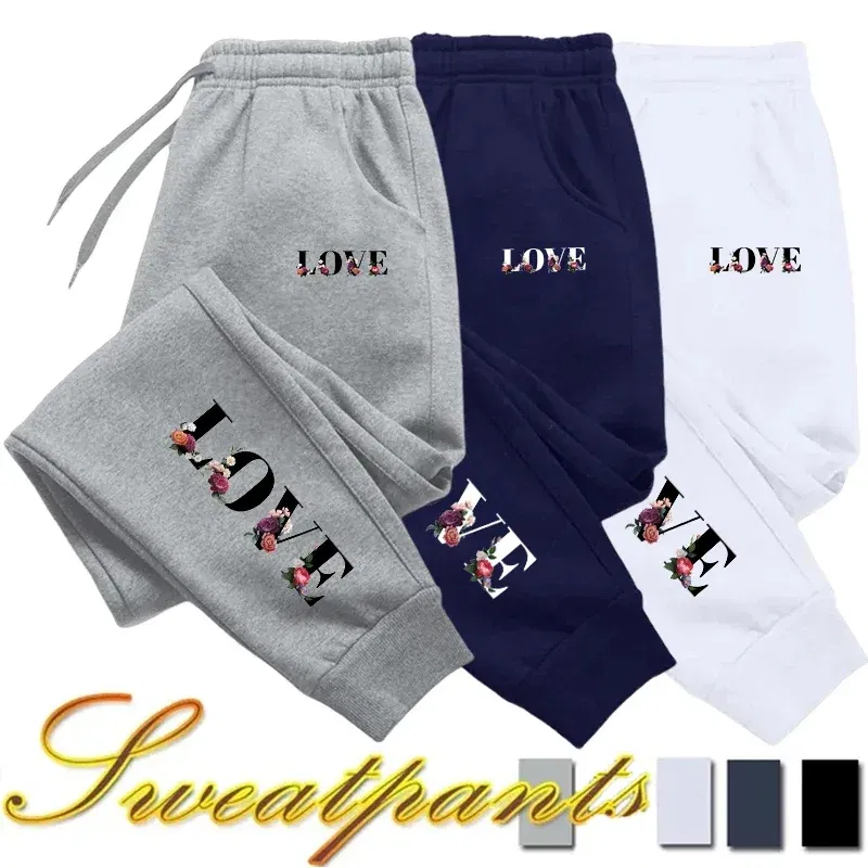 Color: black, Size: L - Womens Tracksuit Trousers New LOVE Letter Print Street Luxury Sweatpants Daily Casual Simplicity Versatile Jogging Sport Pants