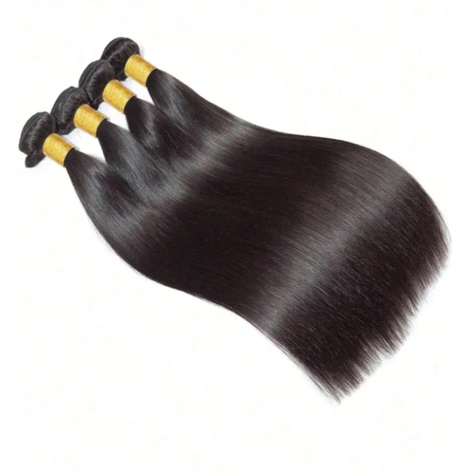 Stretched Length: 16inches - Peruvian Bone Straight Human Hair Bundles Deal Unprocessed Virgin Hair Extensions Long Thick Cheap Brazilian Hair Weave Natural