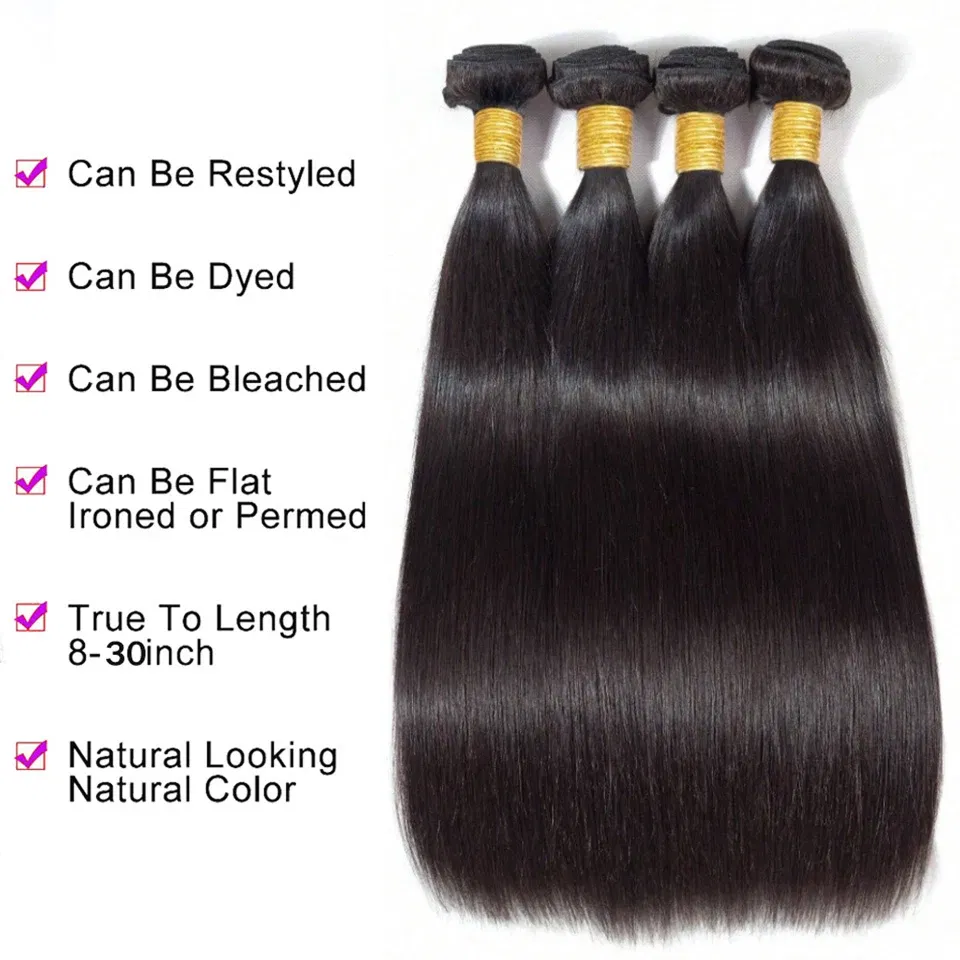 Stretched Length: 16inches - Peruvian Bone Straight Human Hair Bundles Deal Unprocessed Virgin Hair Extensions Long Thick Cheap Brazilian Hair Weave Natural