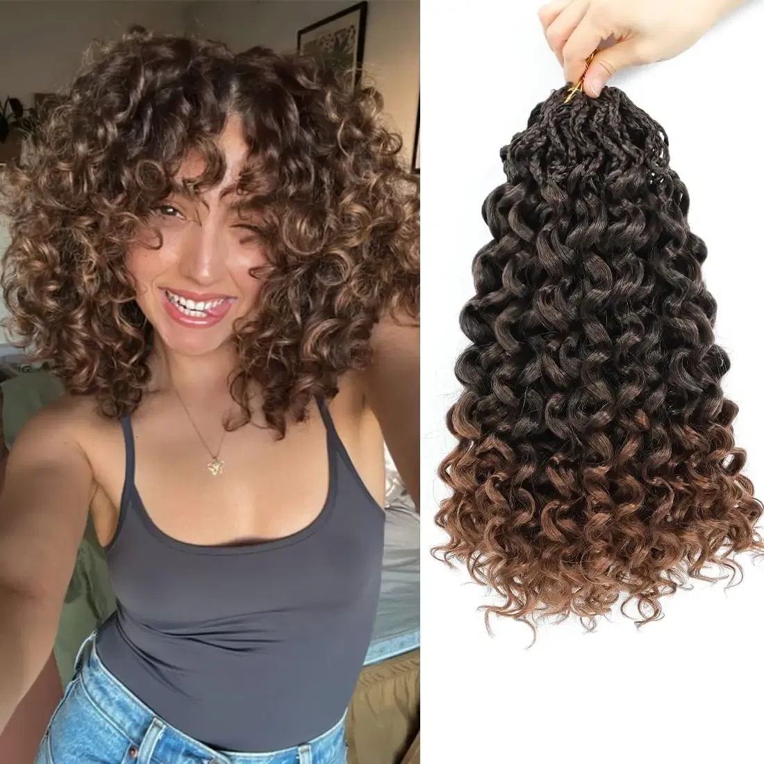 Color: T1B/30, Stretched Length: 10inches, Bulk Buy: 3Pcs/Lot - Box Gogo Curl Crochet Hair for Black Women Pre looped Short Ocean Wave Crochet Hair Water Wave Beach Curl Crochet Braiding Hair