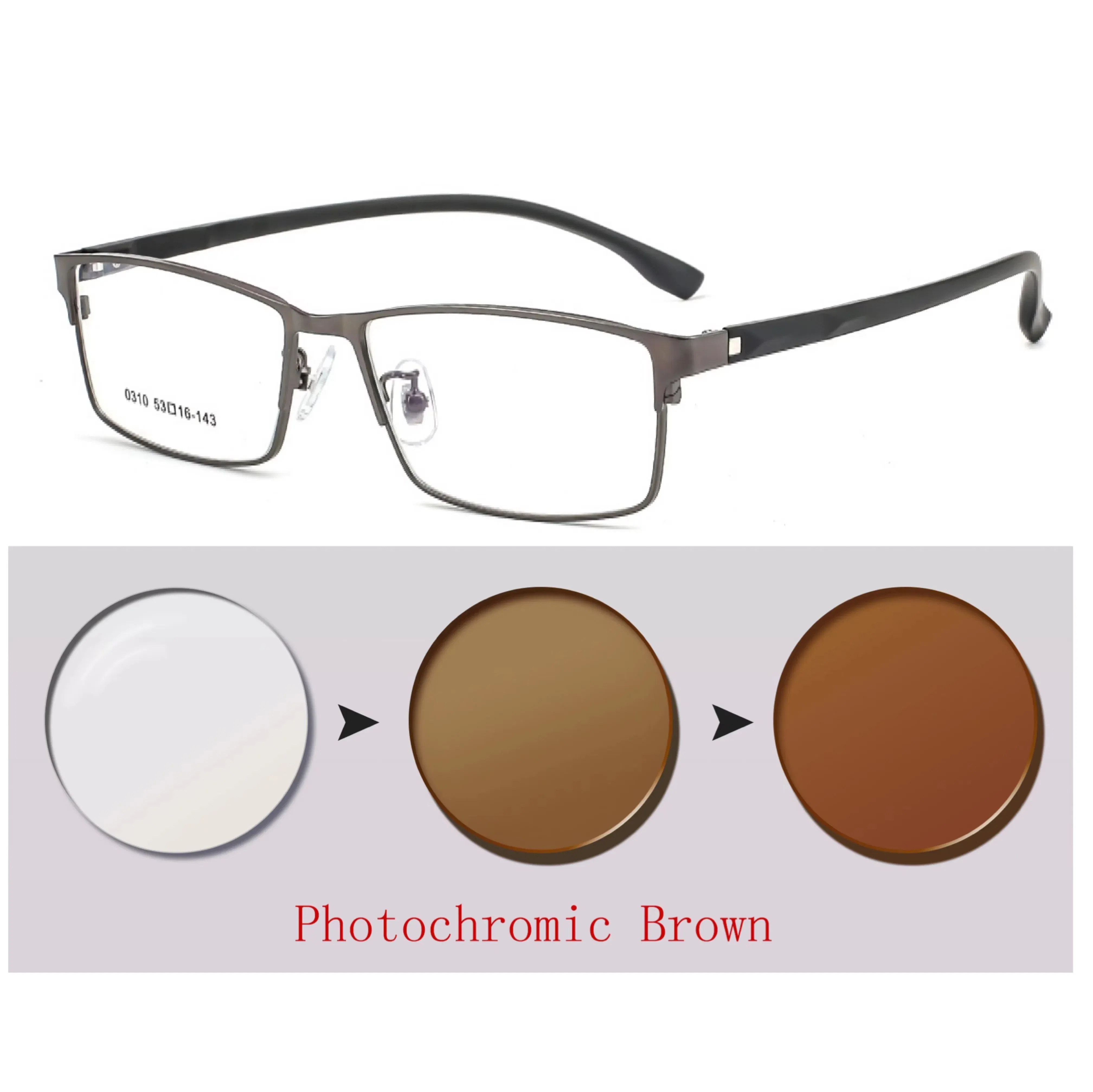 Frame Color: green, Ships From: CHINA, Eye Prescription: +25 - New Finished Myopia Sun Photochromic Glasses Fashion Chameleon Gray Lens Metal Legs With Degrees Sunglasses -1 -1.5 -2.0 -2.5 -3