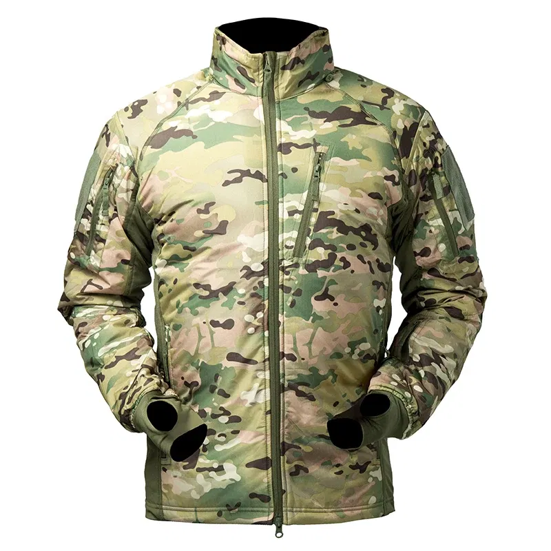 Color: Beige, Size: XXXL - Mege Men's Tactical Jacket Coat Fleece Parka Outdoor Outwear Lightweight Gear