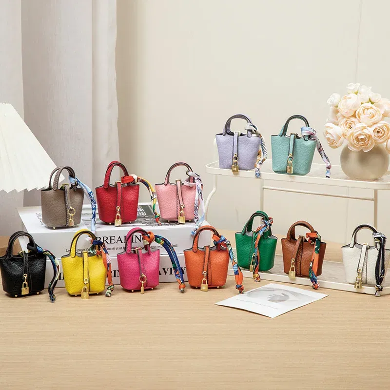 Color: Red - Mini Bag Pendant Keychain Hanging Accessory Zero Wallet Creative Portable Bracelet Bluetooth Earphone Bag Multifunctional
